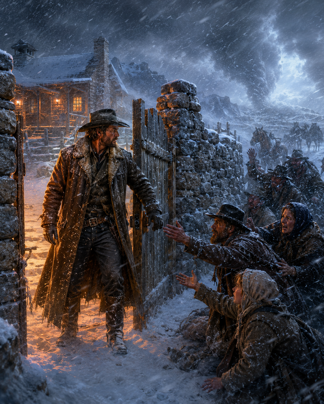 The Whole Town Laughed When He Built a Stone Wall Around His Cabin — Then the Blizzard Came, and They Begged Him to Open It