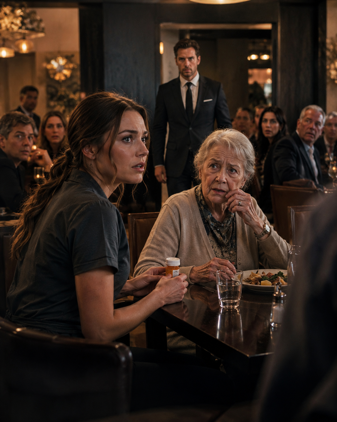 She Helped a Frail Old Woman With Her Pills—Then the Old Woman’s Son Walked In and the Entire Restaurant Went Silent