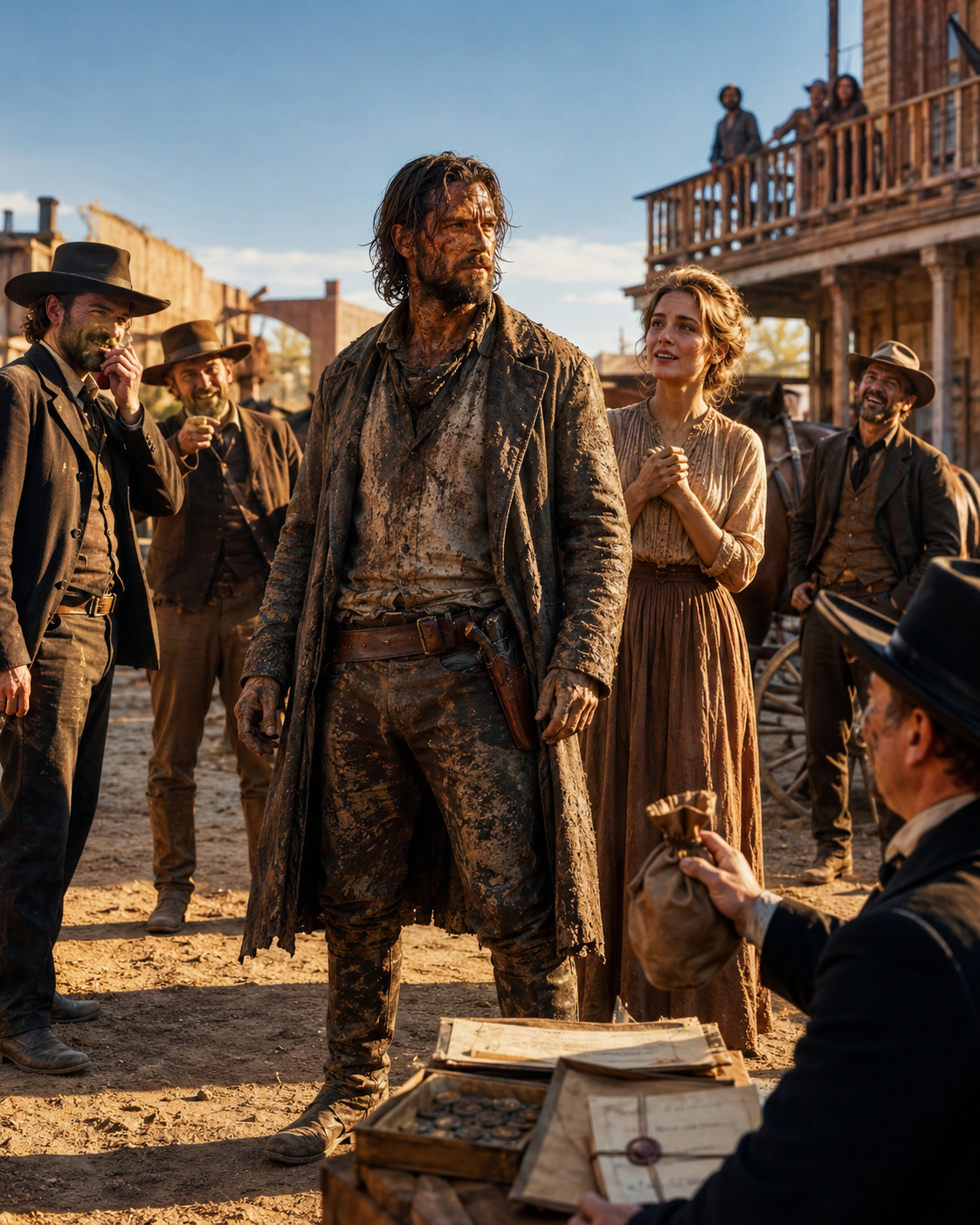 They Mocked the Mud-Covered Mountain Man—Until He Bought the Town’s Debts to Save Her