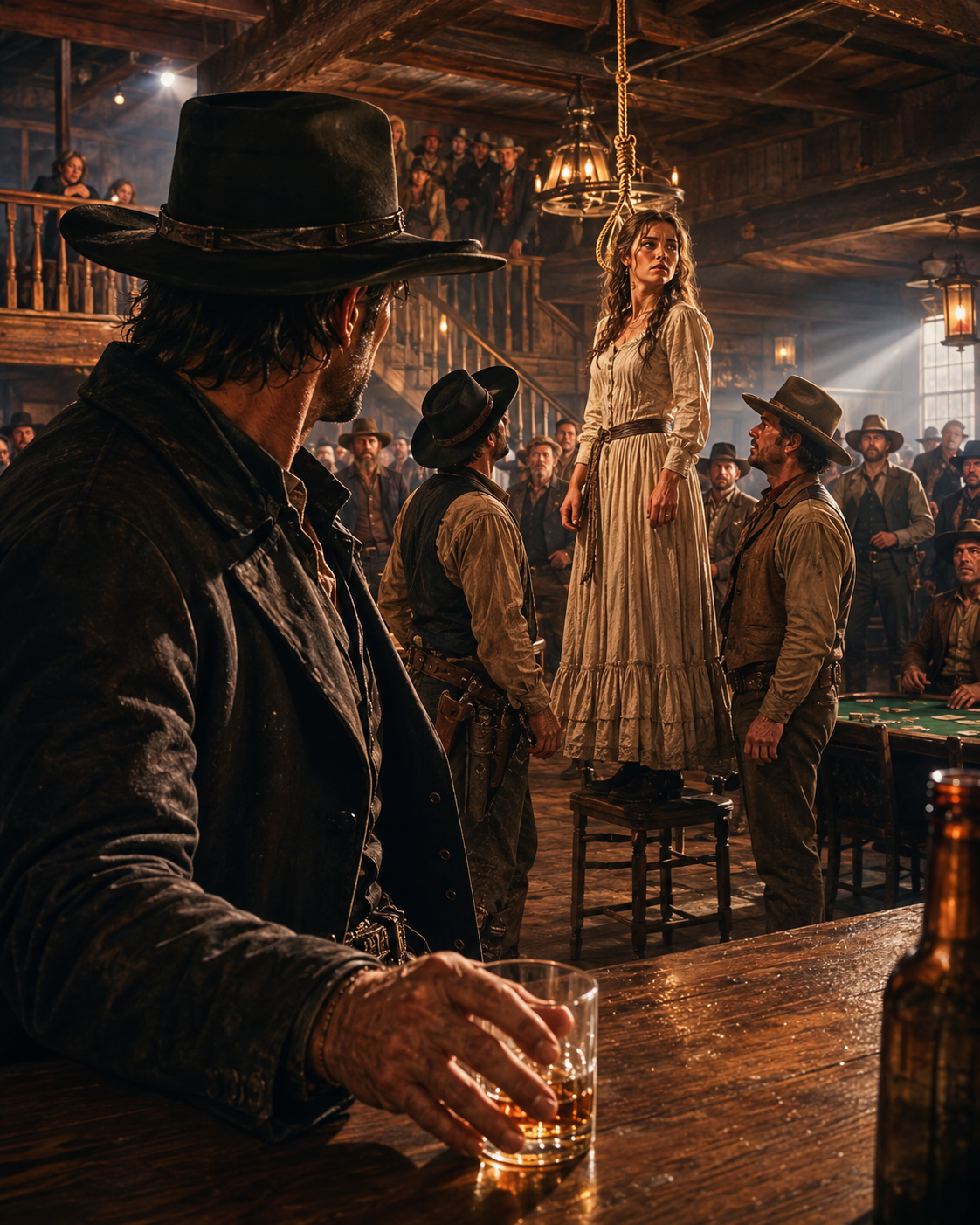 A Whole Saloon Watched Them String Her Up—Then a Stranger Set Down His Whiskey and Said Three Quiet Words