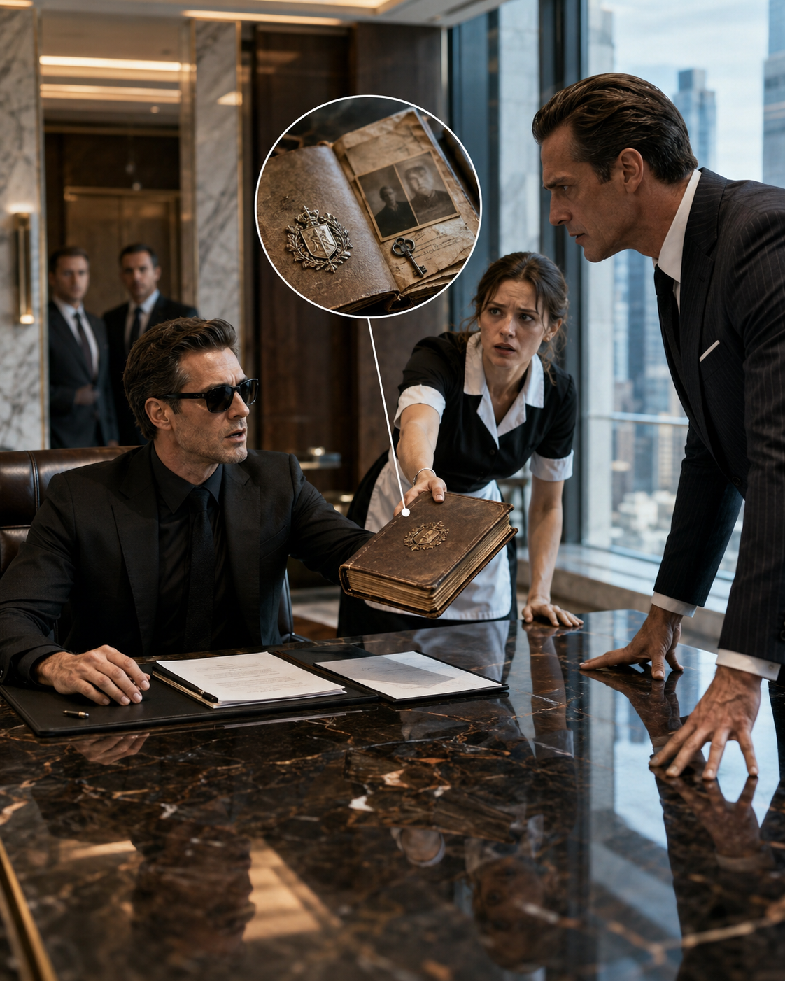 He Was Signing His Empire to the Man Who Bombed Him Blind—Until the Mute Maid Pressed a Ledger Into His Hand