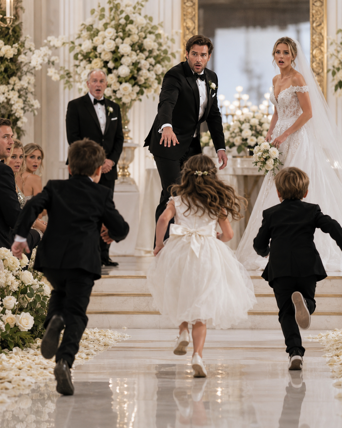 When Three Children Ran Down the Aisle, the Billionaire Groom’s Perfect Wedding Started to Fall Apart