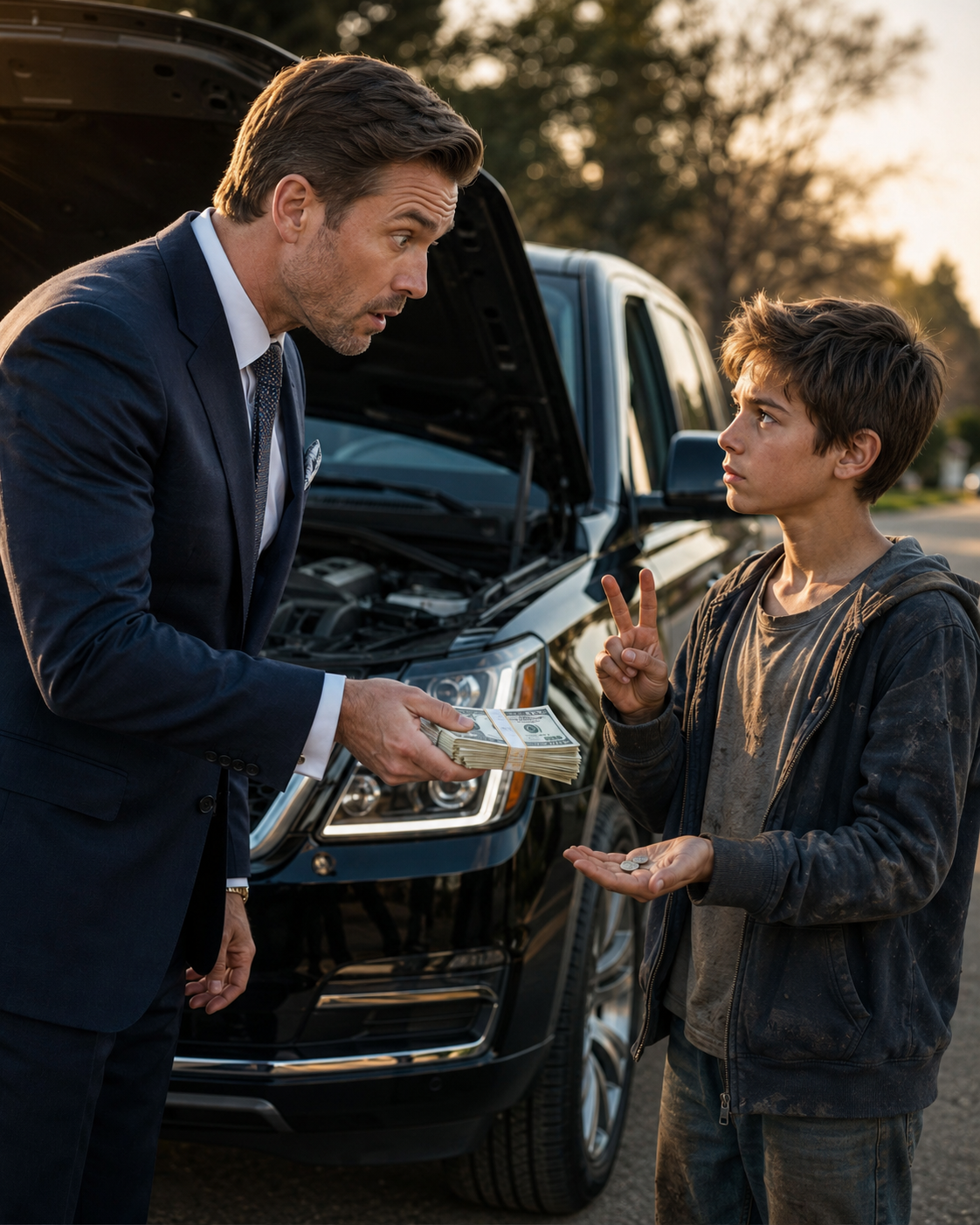 A Billionaire Offered Him $500 After His SUV Broke Down, but the 13-Year-Old Boy Only Asked for $2