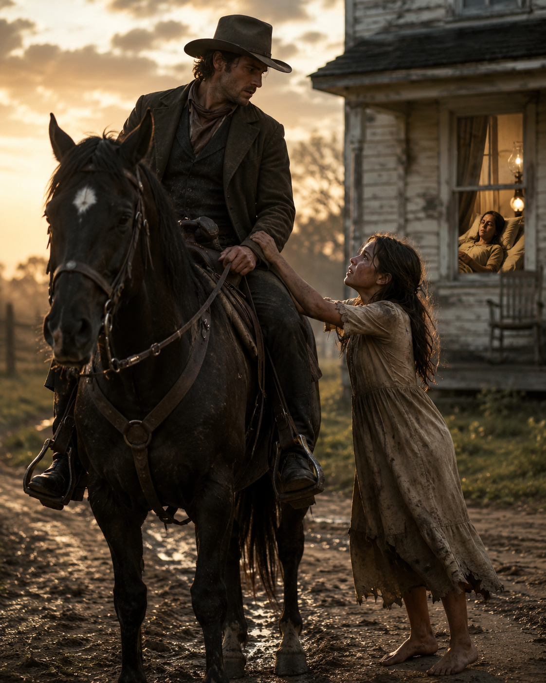 The Barefoot Girl Stood in the Road and Asked Him to Come Home With Her — Every Adult in Town Had Said No, So She Stopped a Stranger’s Horse