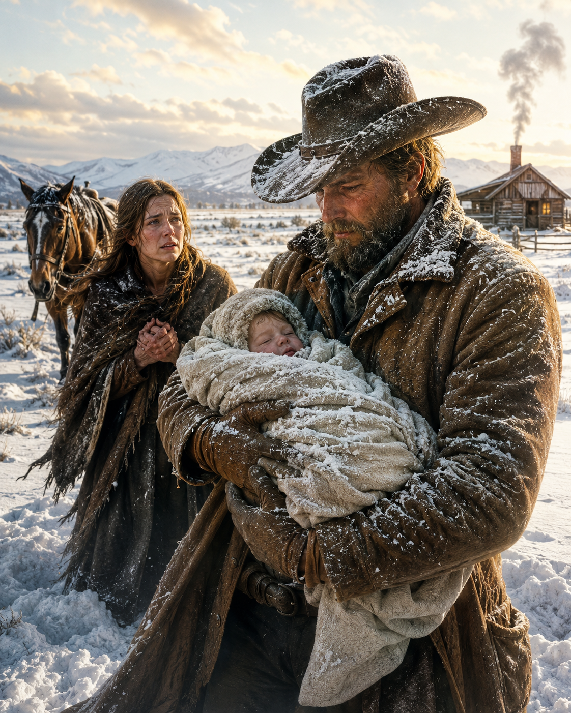 Her Husband Rode Into the Blizzard and Never Returned — Then a Quiet Wyoming Rancher Pulled Her Frozen Baby From the Snow and Refused to Let Go
