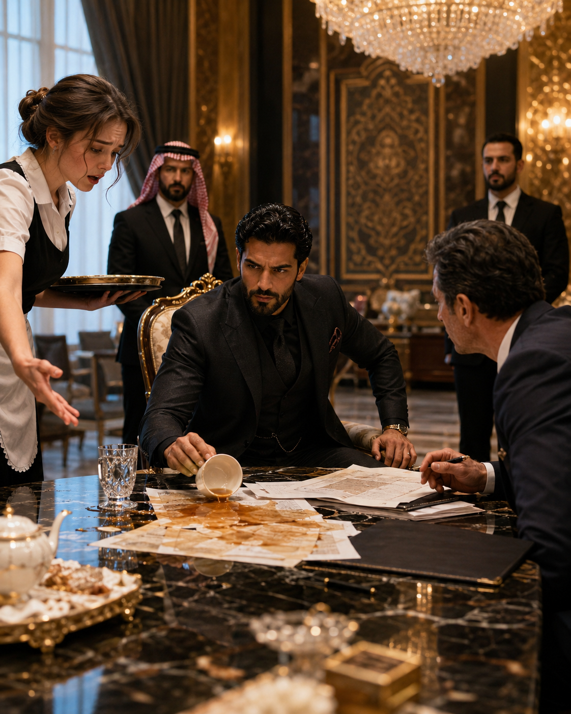 The Waitress Spilled Tea on a Billion-Dollar Contract — Then the Arabic Clause She’d Just Ruined Saved a Prince From Fraud