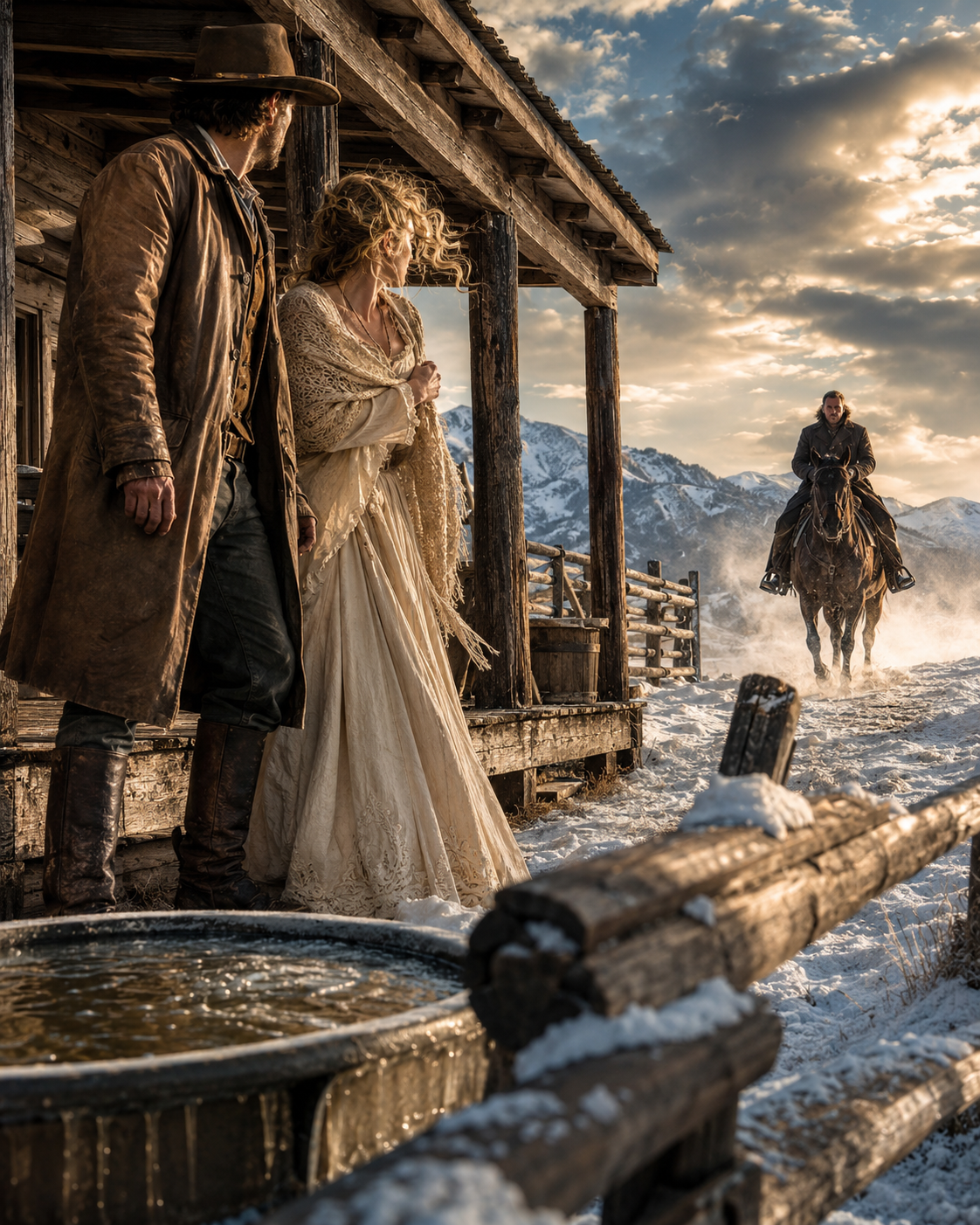He Ordered a Quiet Wife for His Lonely Ranch — Then Her Dead Husband Rode Out of the Snow