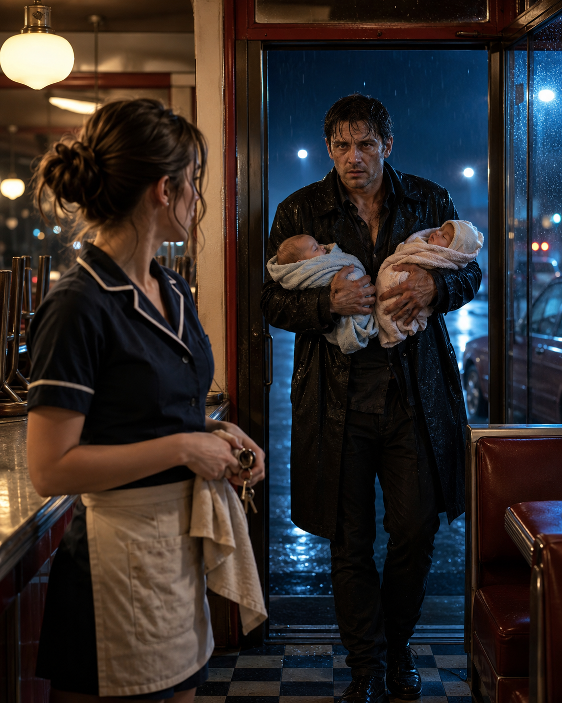 The Diner Girl Locked Up at 2 A.M. — Then a Bleeding Stranger Broke In Carrying Two Silent Infants