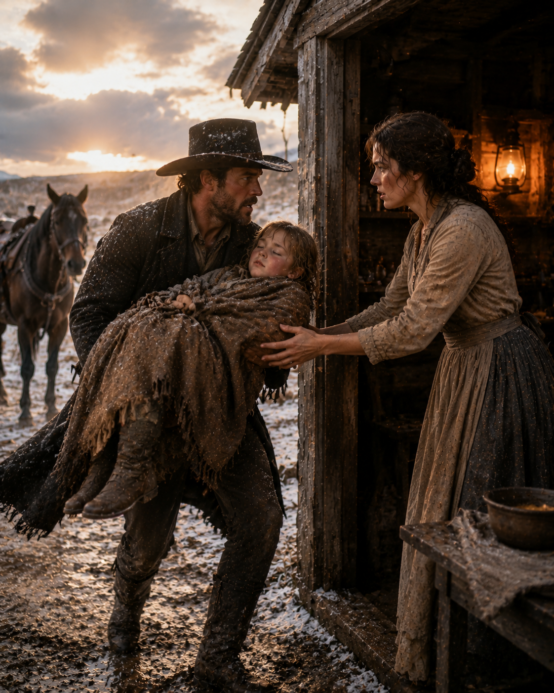 A Desperate Father Carried His Dying Daughter Through The Storm — Then A Widow Rancher Found The Secret That Saved Them