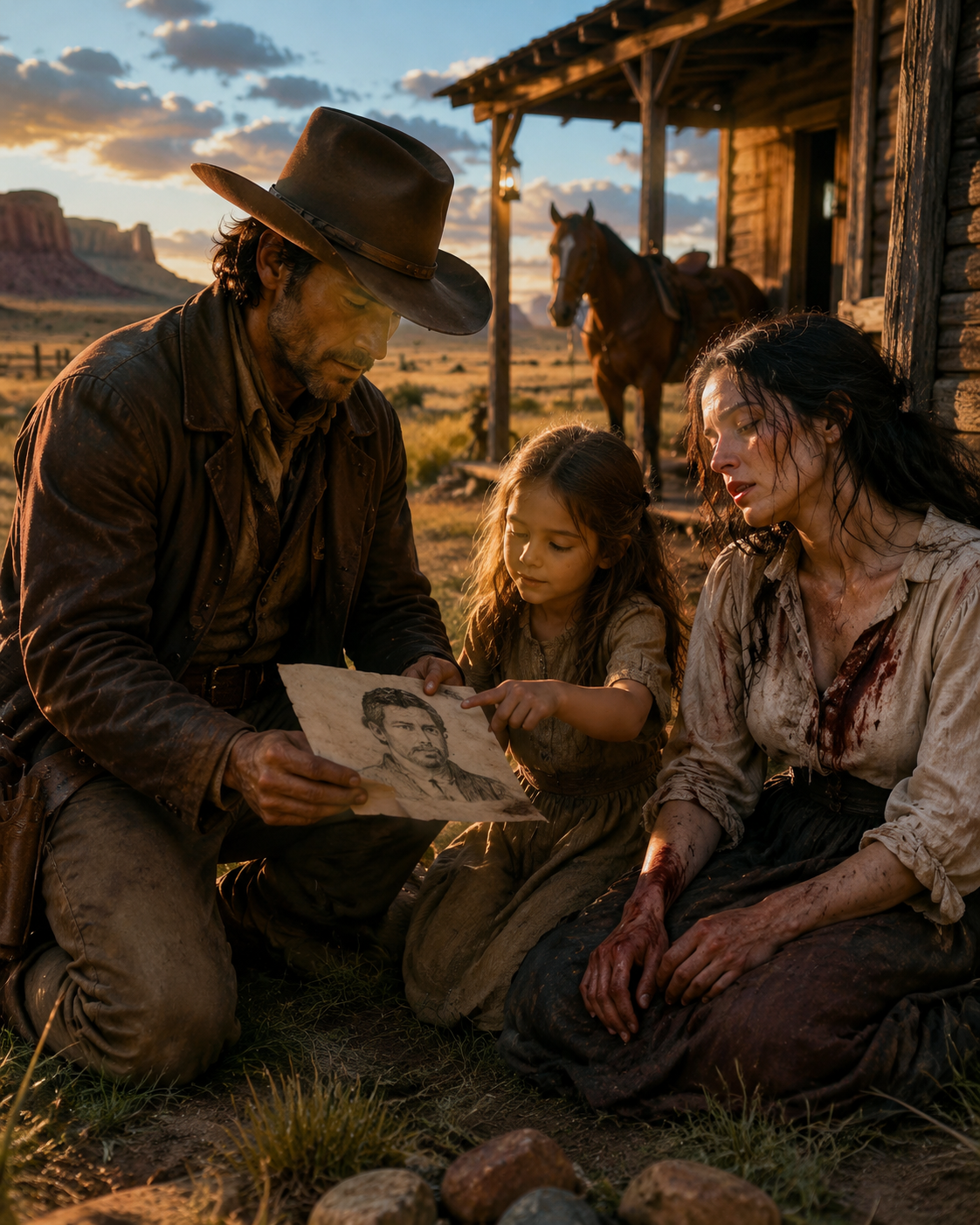 The Cowboy Sheltered a Bleeding Mother—Then Her Daughter Drew the Brother He Thought Had Died Six Years Ago