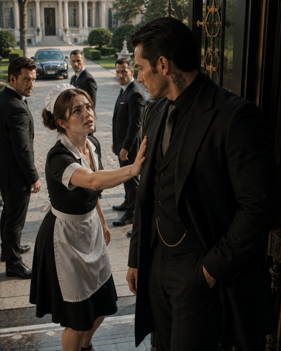 The Shy Maid Stopped the Mafia Boss at the Mansion Door — Then His Guards Realized She Had Saved His Life