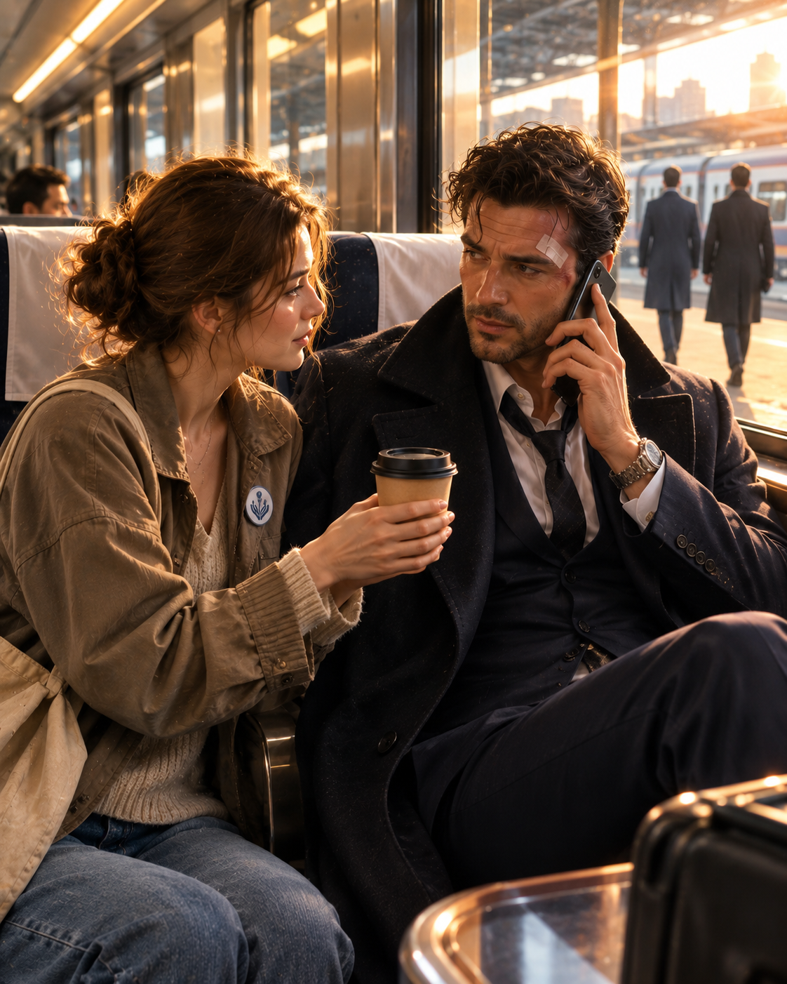 A Broke Volunteer Shared Her Last Cup of Coffee With a Bleeding Stranger on the Train — Then One Order From Him Quietly Canceled the Assassination Meant for Her.