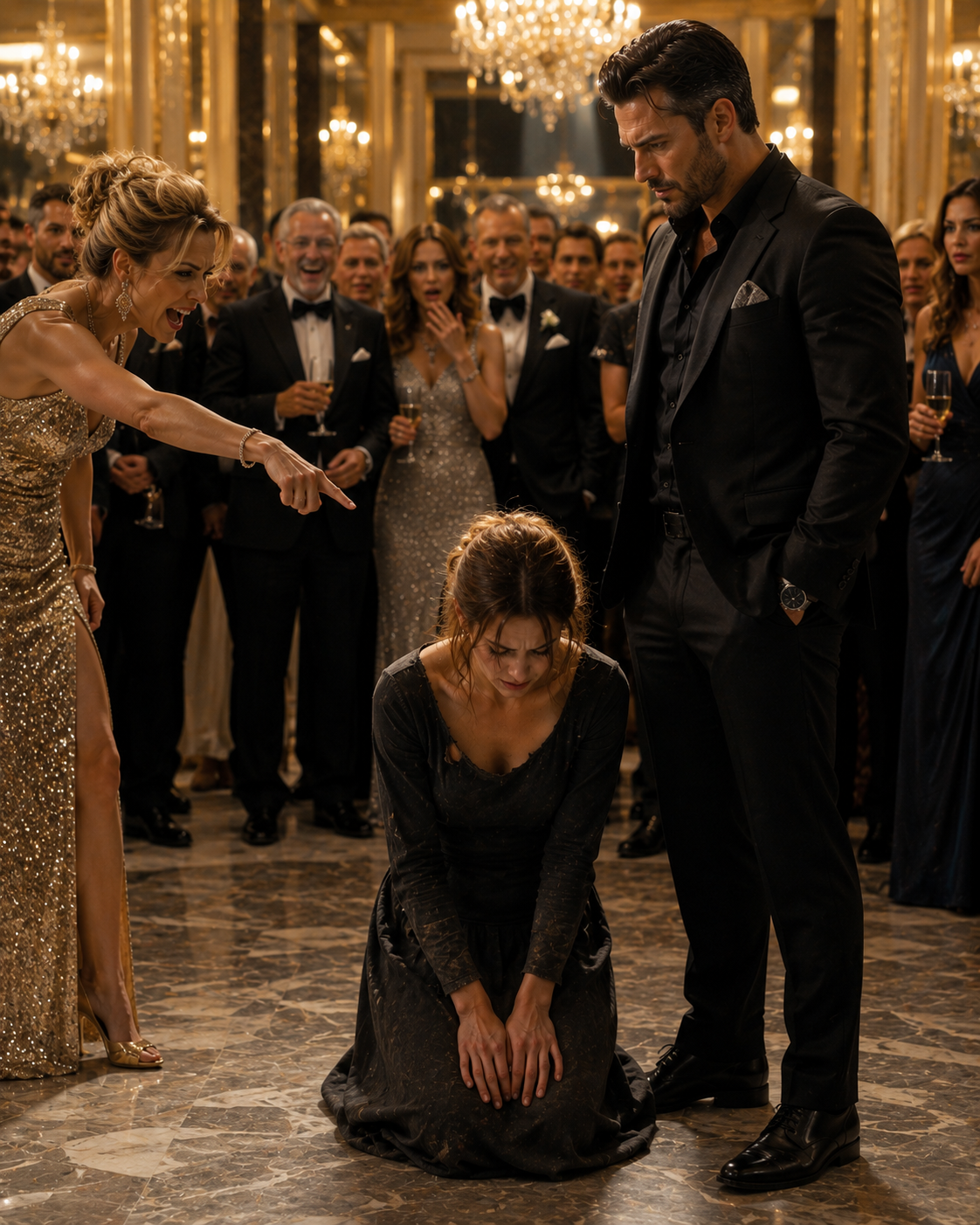 She Was Forced to Kneel Before 300 Laughing Guests — Until the City’s Most Feared Mafia Boss Stood Beside Her .