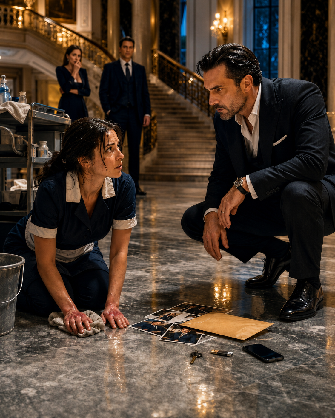 She Scrubbed Marble Floors at 3 AM with Raw Hands — Then the Billionaire Discovered the Evidence She Had Risked Everything to Gather, Exposing a Family’s Dark Secrets.