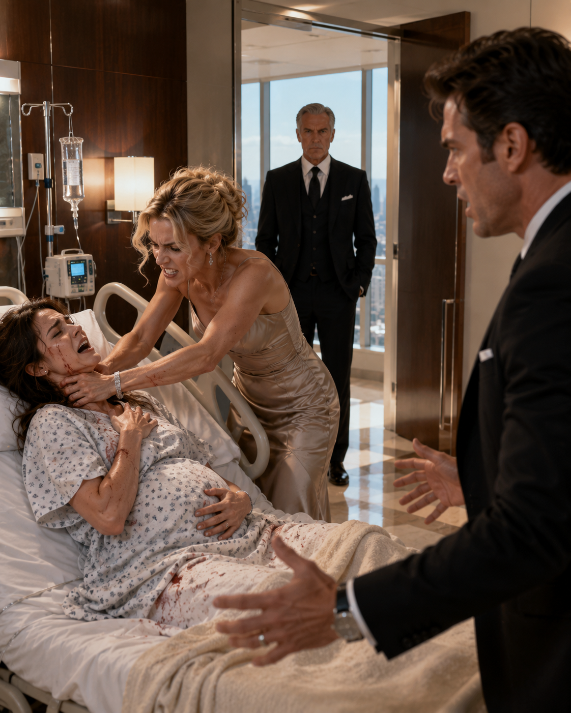 His Mistress Attacked His Pregnant Wife in a Locked Hospital Room — Then Her Quiet Father Revealed He Owned the Power to Destroy Everything They Built.
